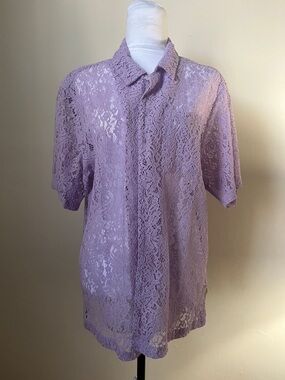 Golf Wang - Tyler the Creator Lavender Lace Short Sleeve Button-Up Top Men's M